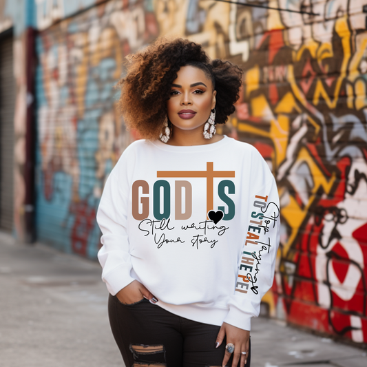 God is still writing your story. Boho Crewneck