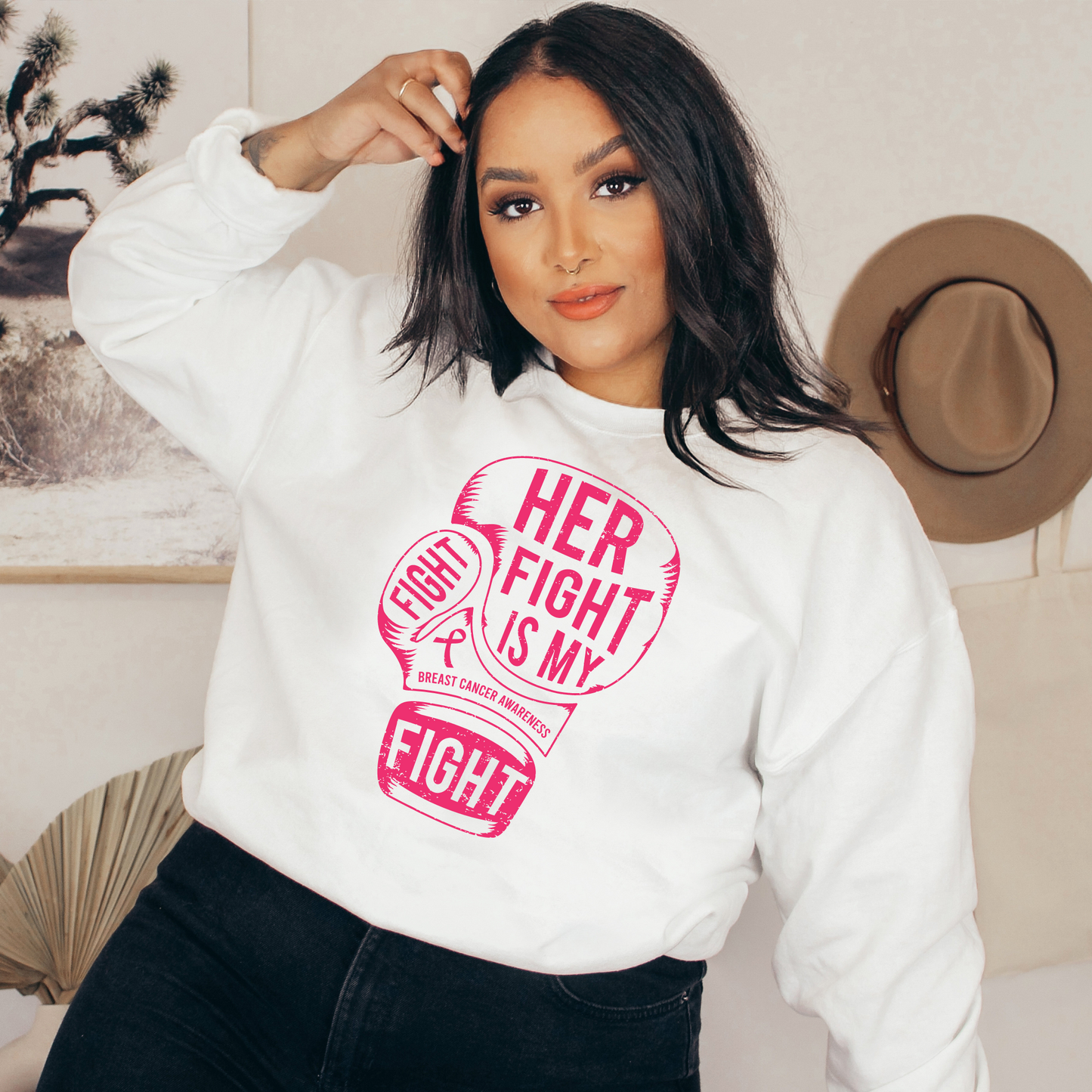 Her fight is My Fight Breast Cancer Supporter Sweatshirt