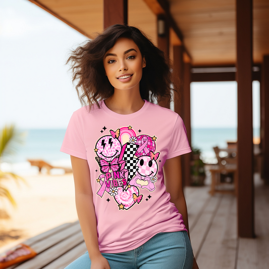 Emoji Pink vibe Breast Cancer Tee