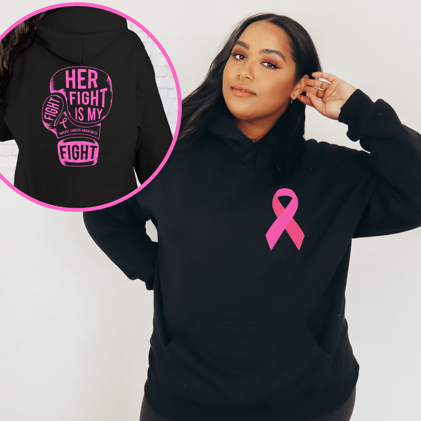 Her fight is My Fight Breast Cancer Supporter Hoodie