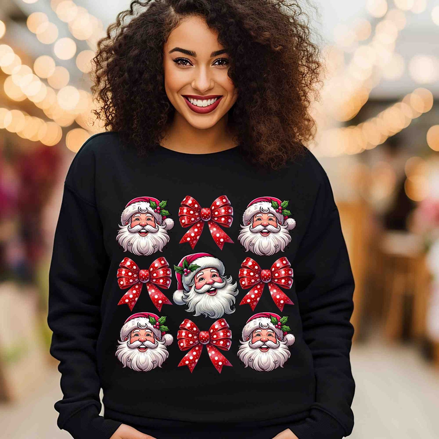 Santa and Bows Red Sweatshirt