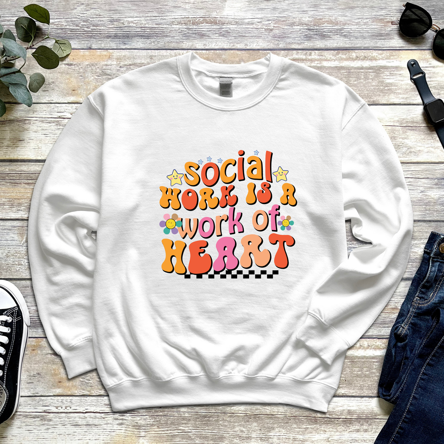 Social Work Is a Work of Heart Tee, Crewneck and Hoodie