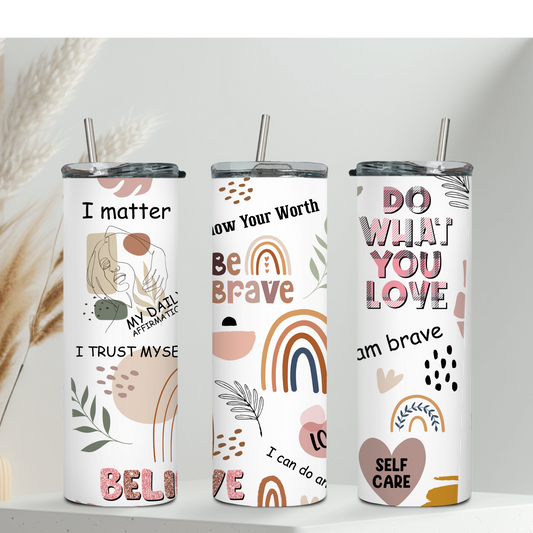 Positive affirmation tumbler BOHO